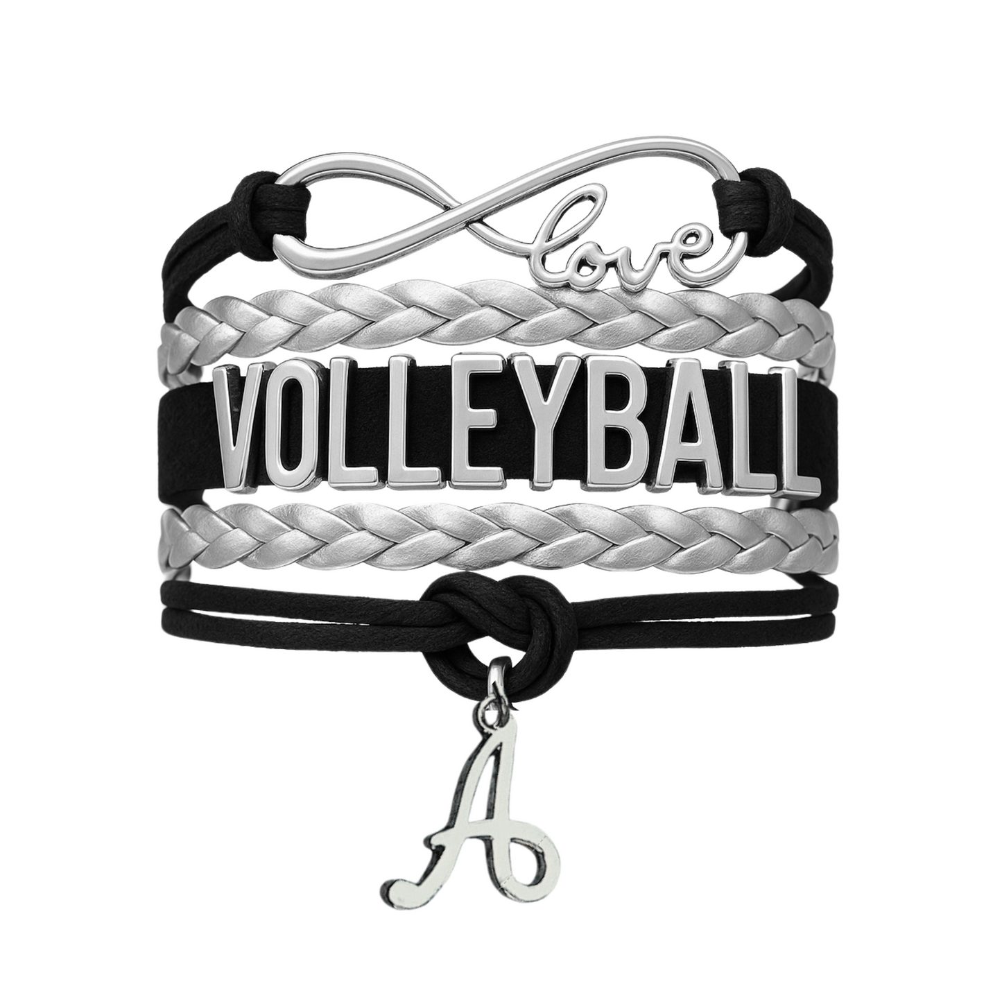 Personalized Volleyball Initial Charm Bracelet - Pick Color