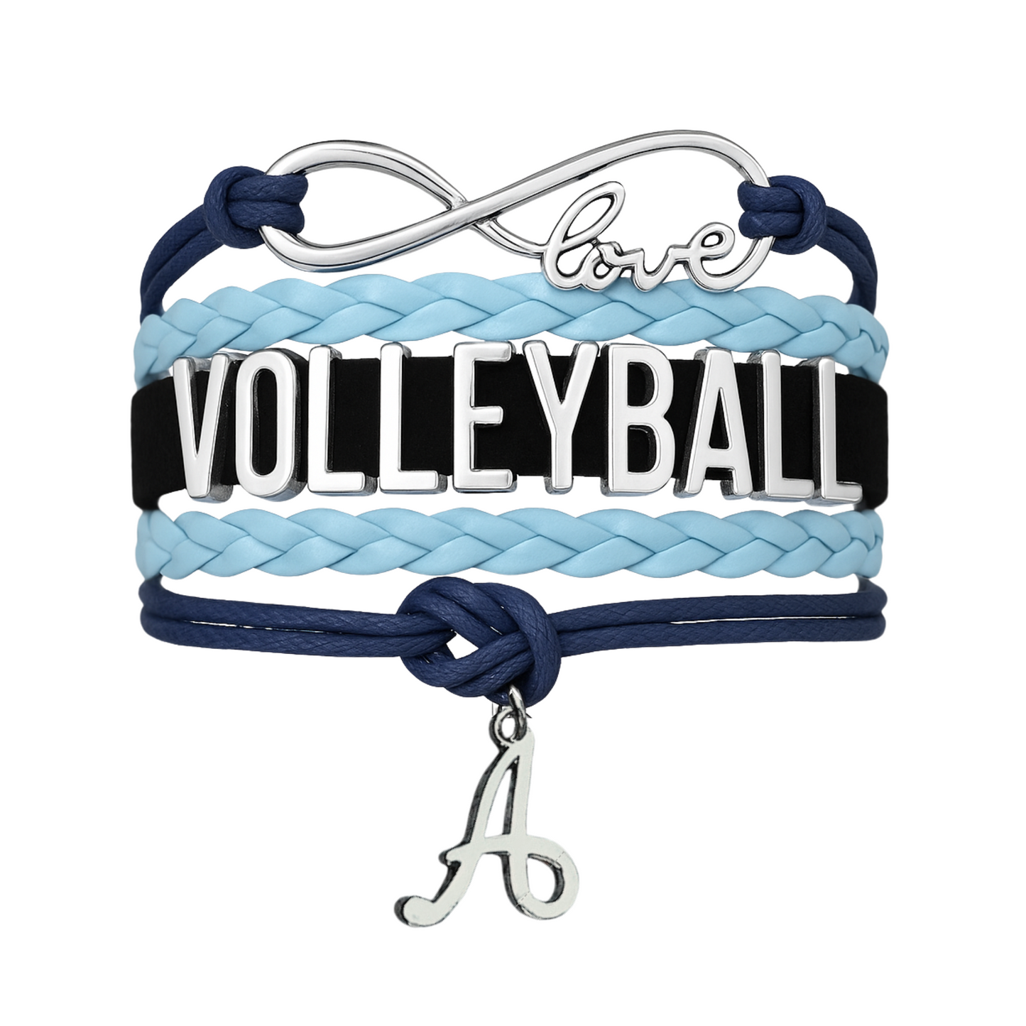 Personalized Volleyball Initial Charm Bracelet - Pick Color