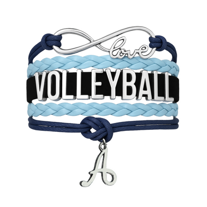 Personalized Volleyball Initial Charm Bracelet - Pick Color