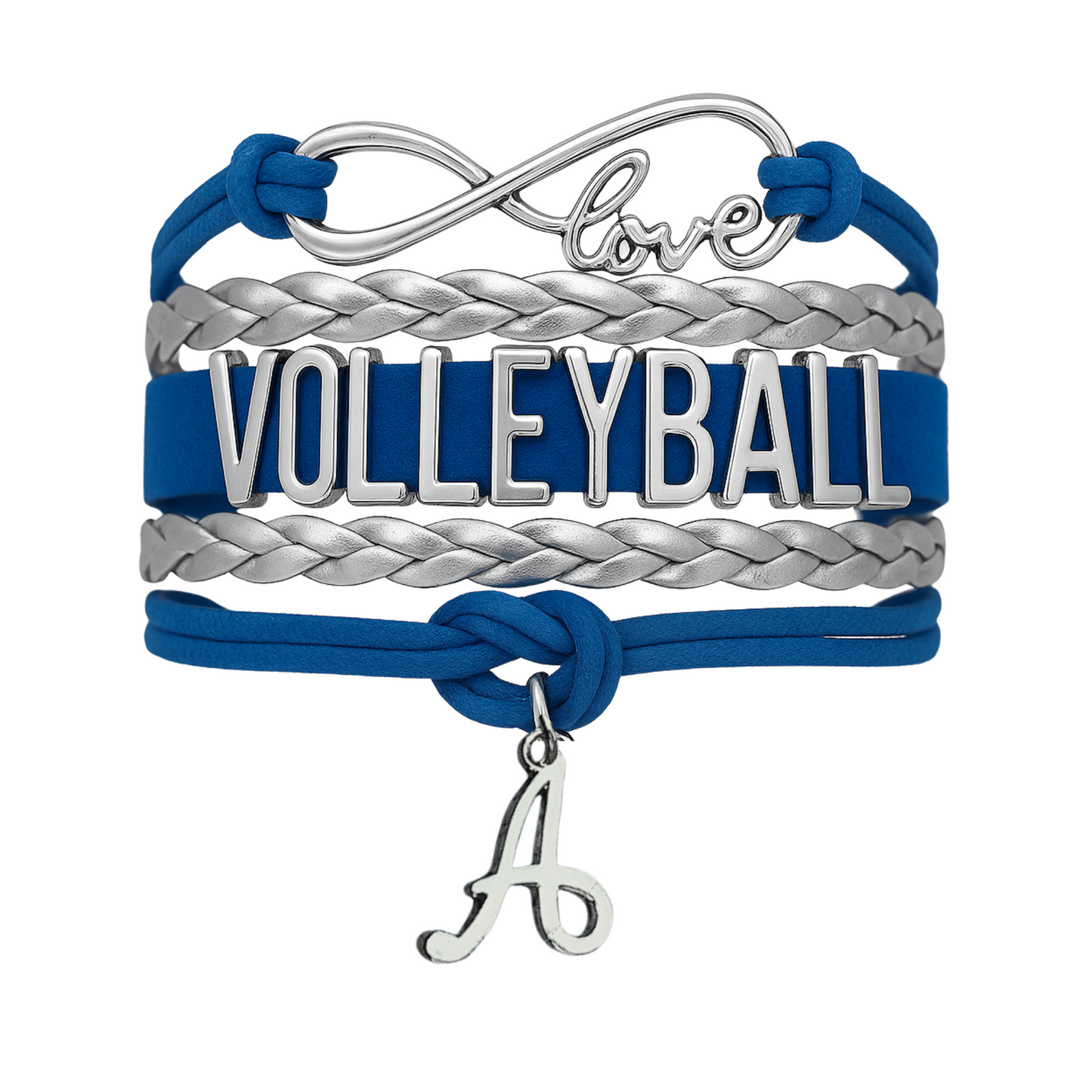 Personalized Volleyball Initial Charm Bracelet - Pick Color
