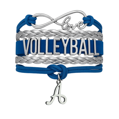 Personalized Volleyball Initial Charm Bracelet - Pick Color