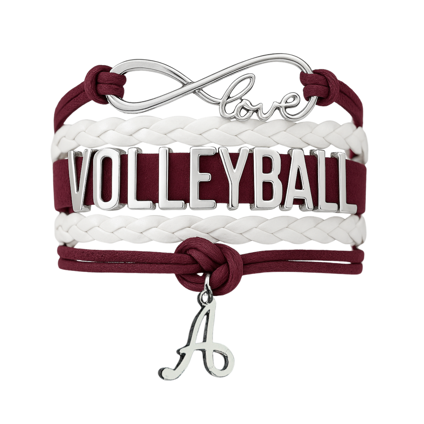 Personalized Volleyball Initial Charm Bracelet - Pick Color