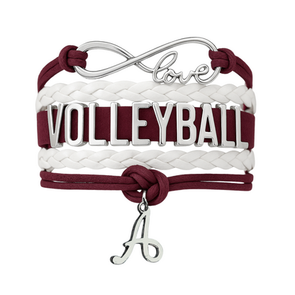 Personalized Volleyball Initial Charm Bracelet - Pick Color