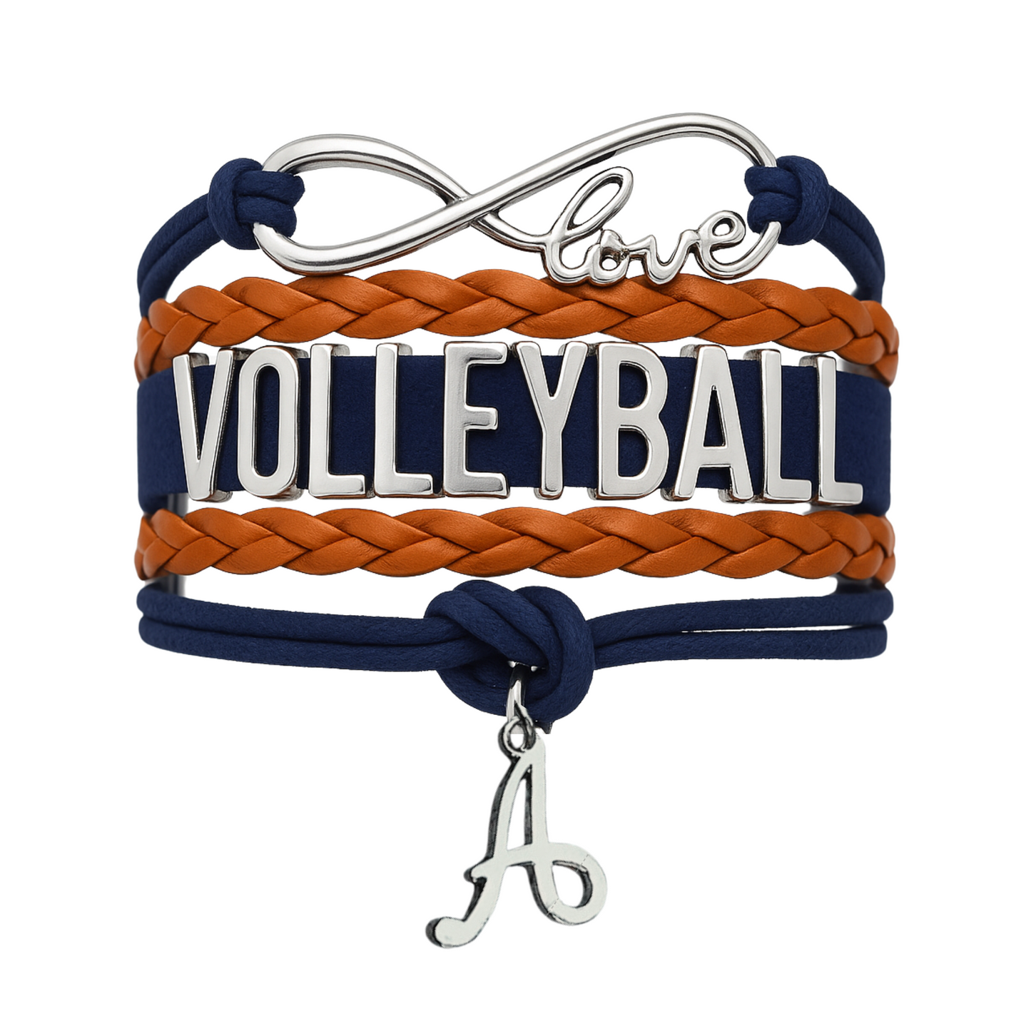 Personalized Volleyball Initial Charm Bracelet - Pick Color