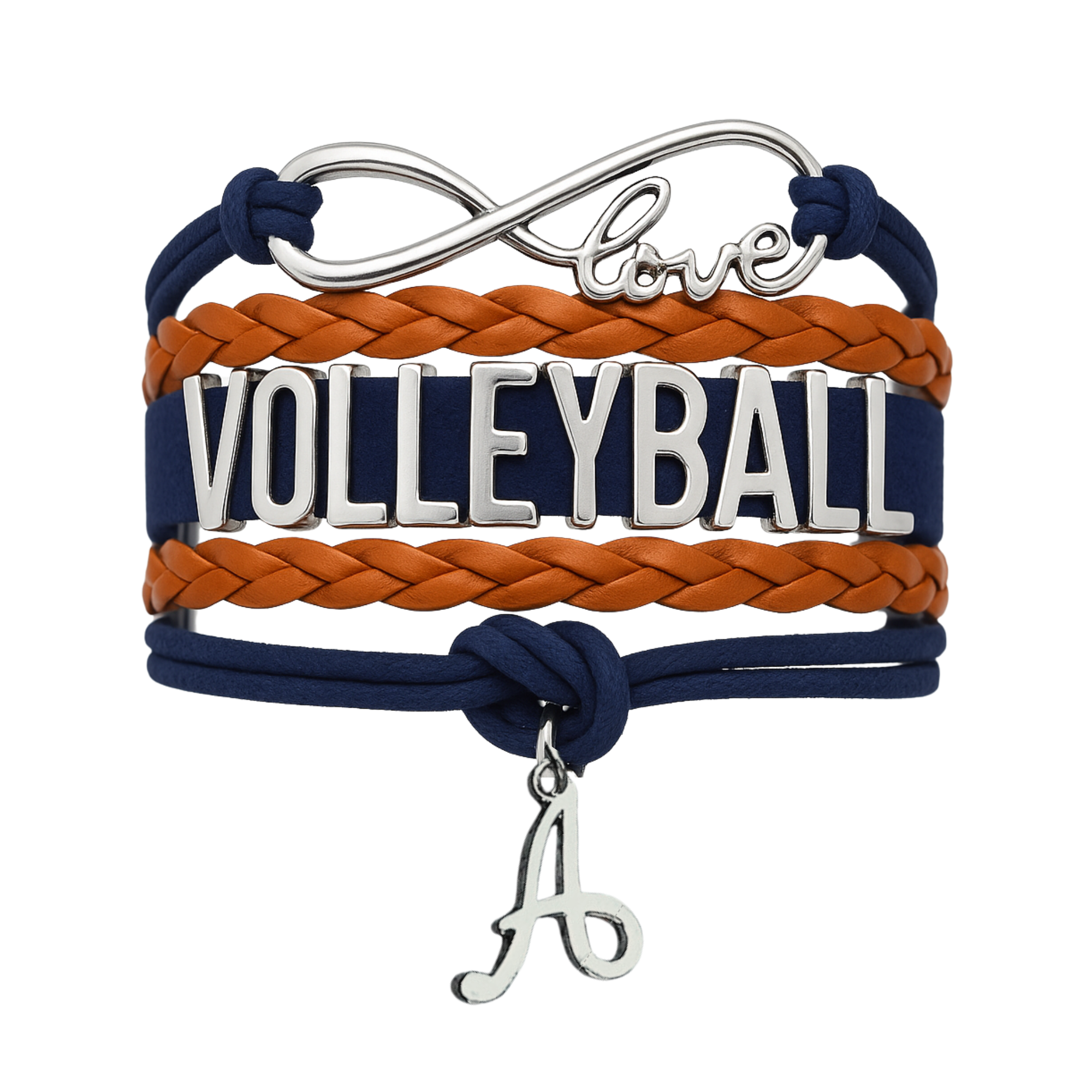 Personalized Volleyball Initial Charm Bracelet - Pick Color