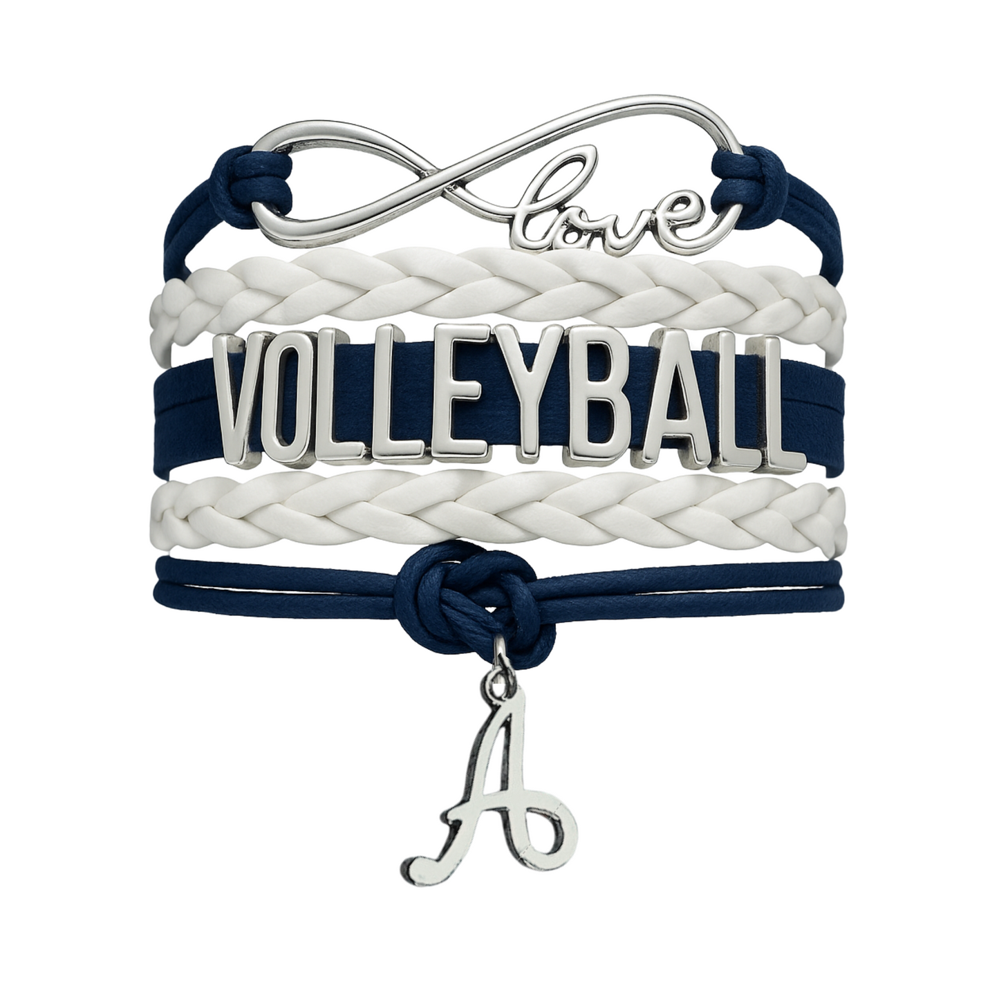 Personalized Volleyball Initial Charm Bracelet - Pick Color