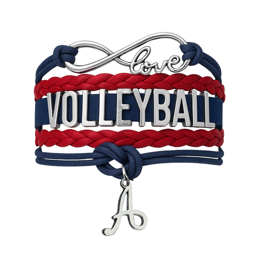 Personalized Volleyball Initial Charm Bracelet - Pick Color