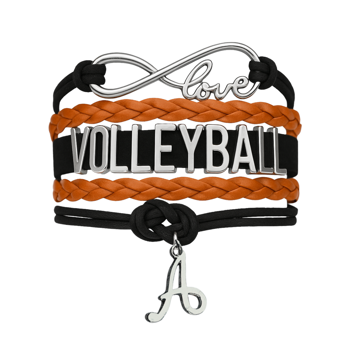 Personalized Volleyball Initial Charm Bracelet - Pick Color