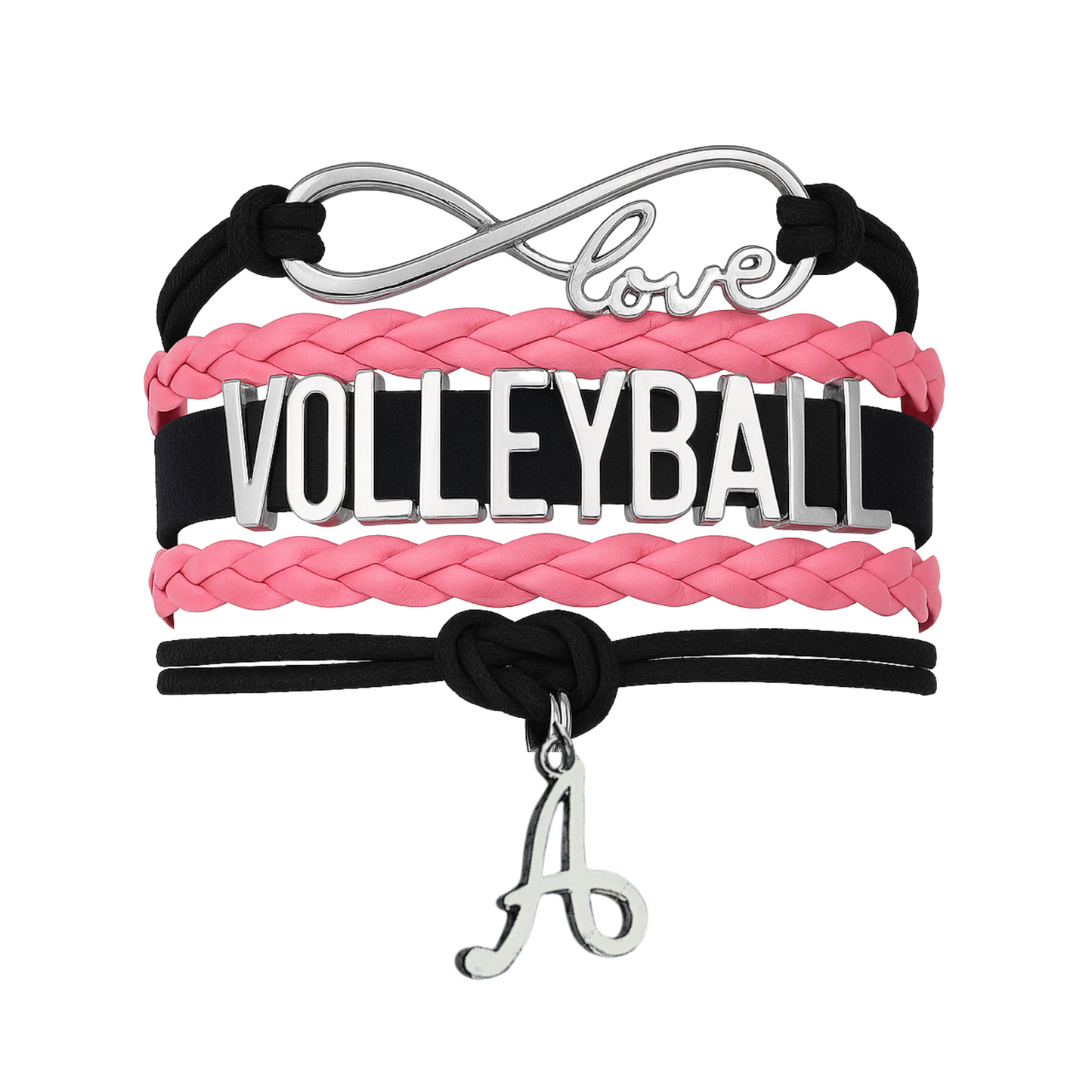 Personalized Volleyball Initial Charm Bracelet - Pick Color