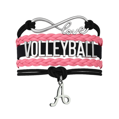 Personalized Volleyball Initial Charm Bracelet - Pick Color
