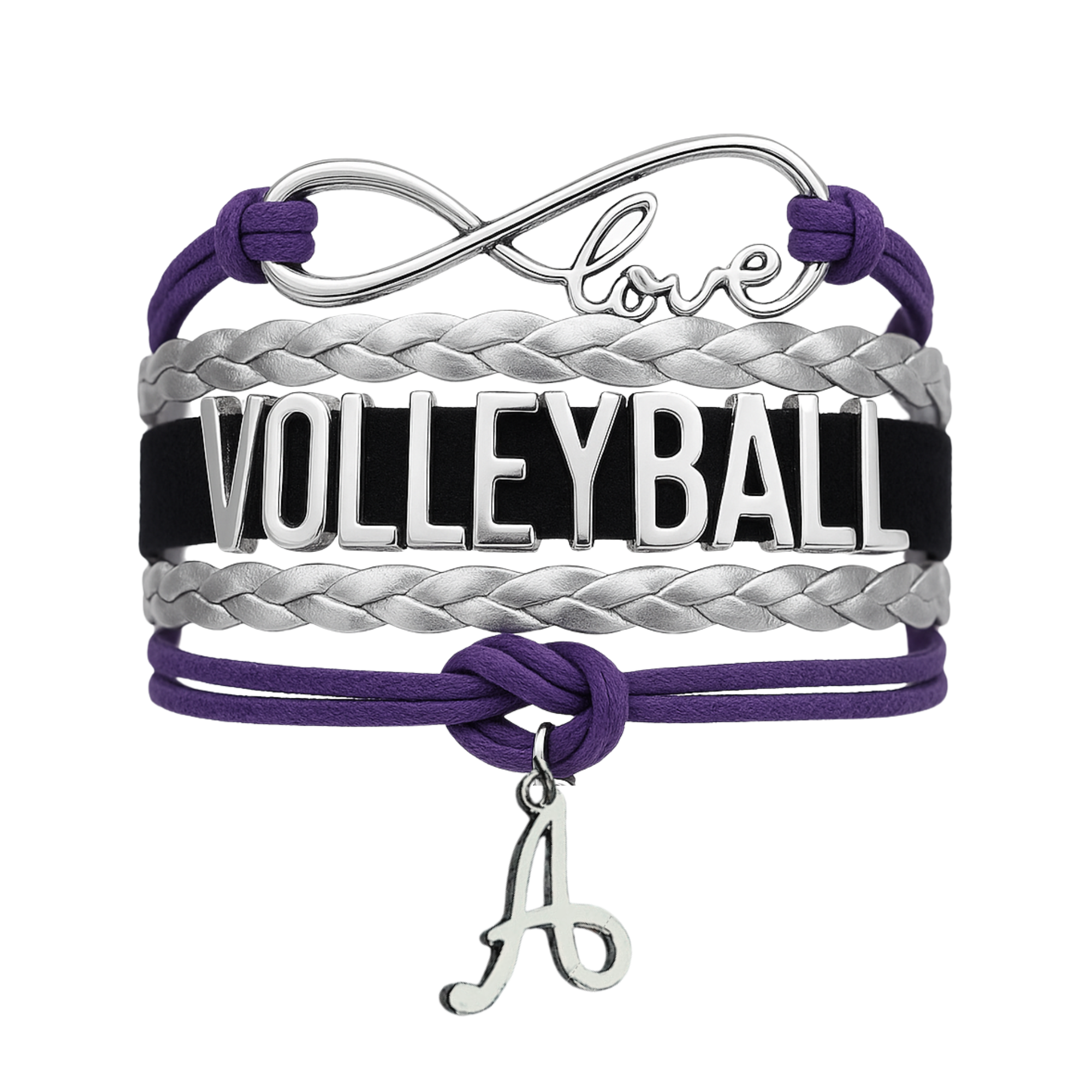 Personalized Volleyball Initial Charm Bracelet - Pick Color