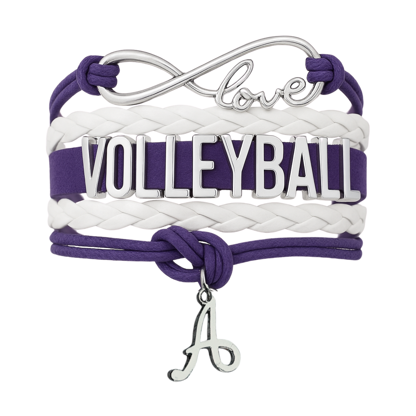 Personalized Volleyball Initial Charm Bracelet - Pick Color