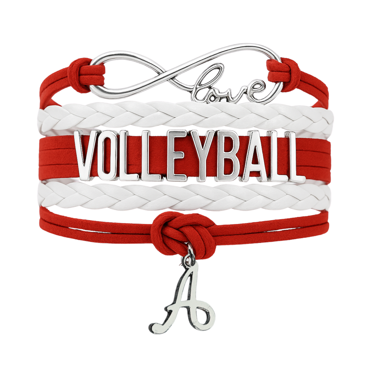 Personalized Volleyball Initial Charm Bracelet - Pick Color