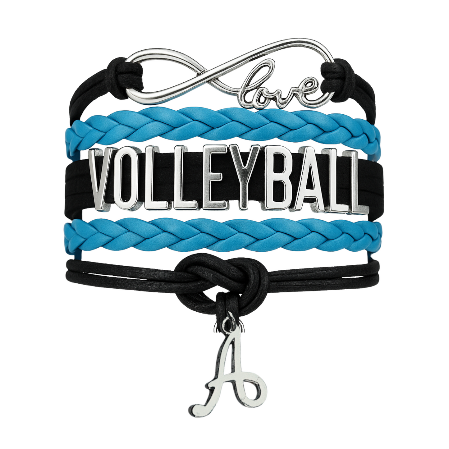 Personalized Volleyball Initial Charm Bracelet - Pick Color