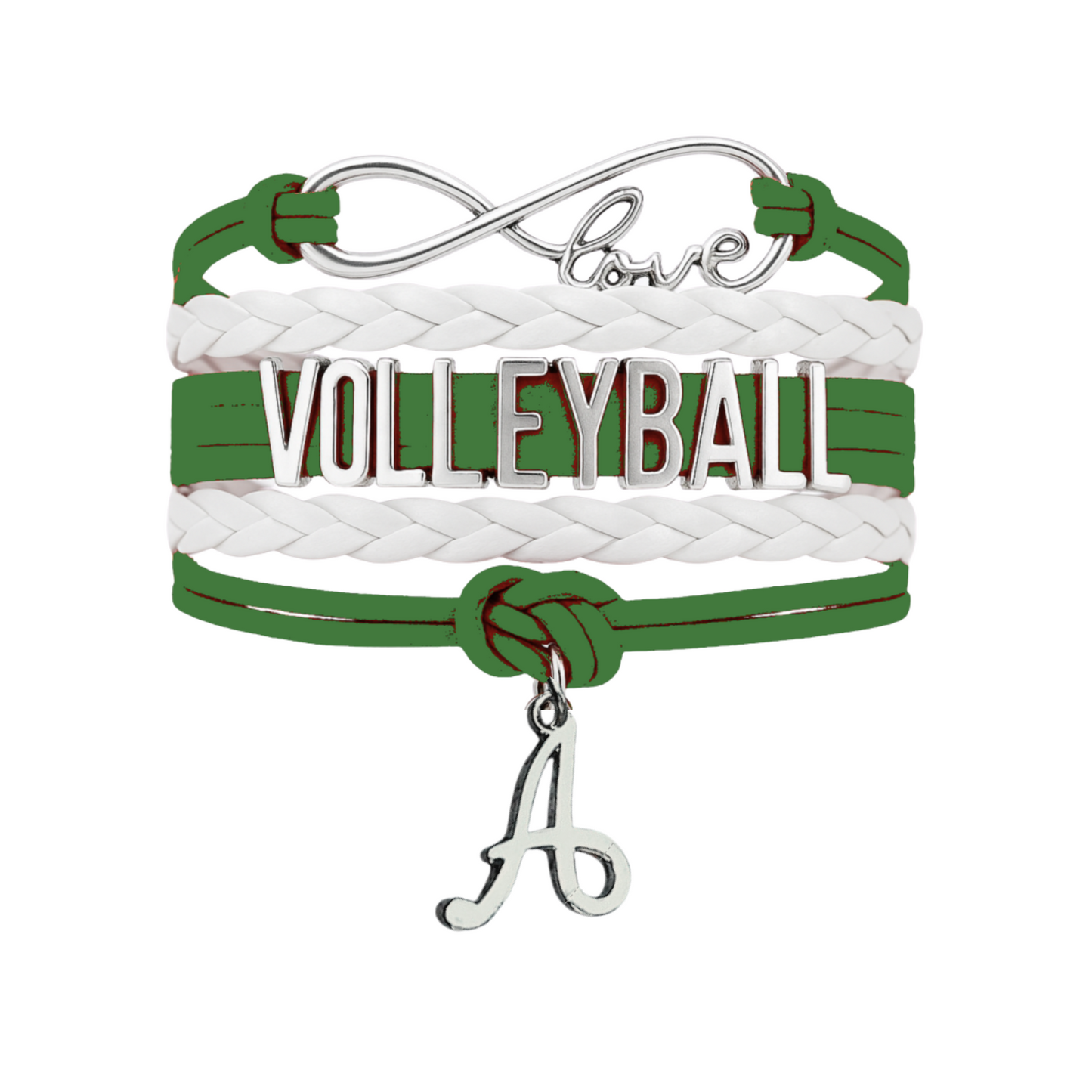Personalized Volleyball Initial Charm Bracelet - Pick Color