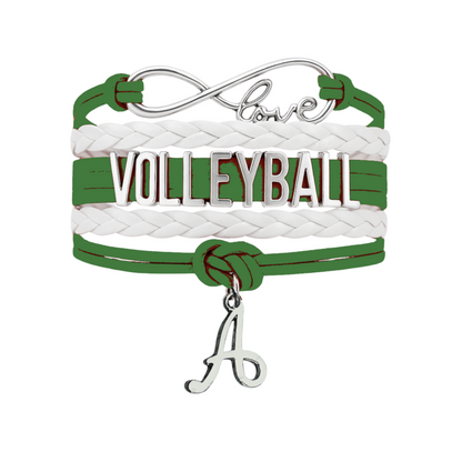 Personalized Volleyball Initial Charm Bracelet - Pick Color
