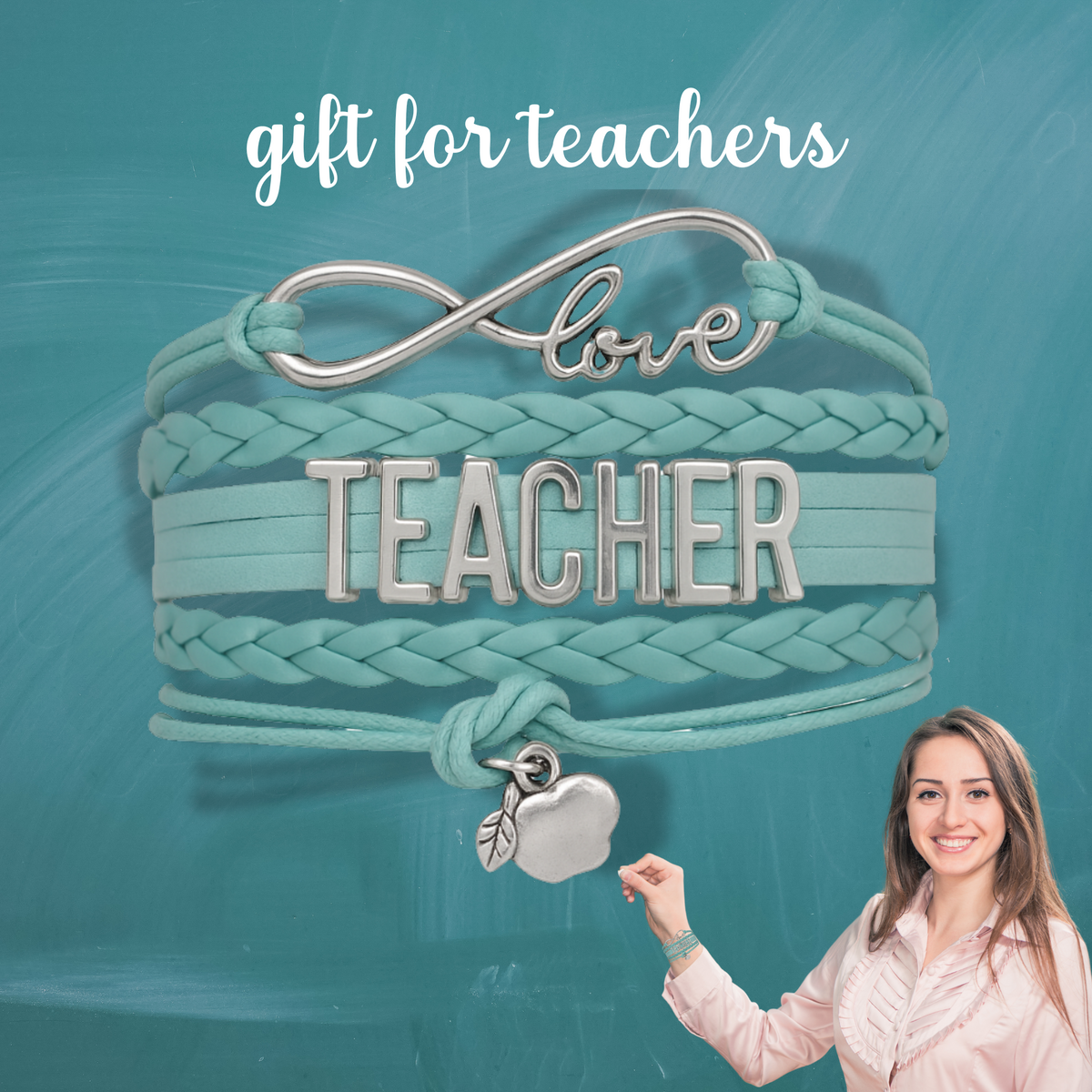 Teacher Infinity Bracelet - Teal