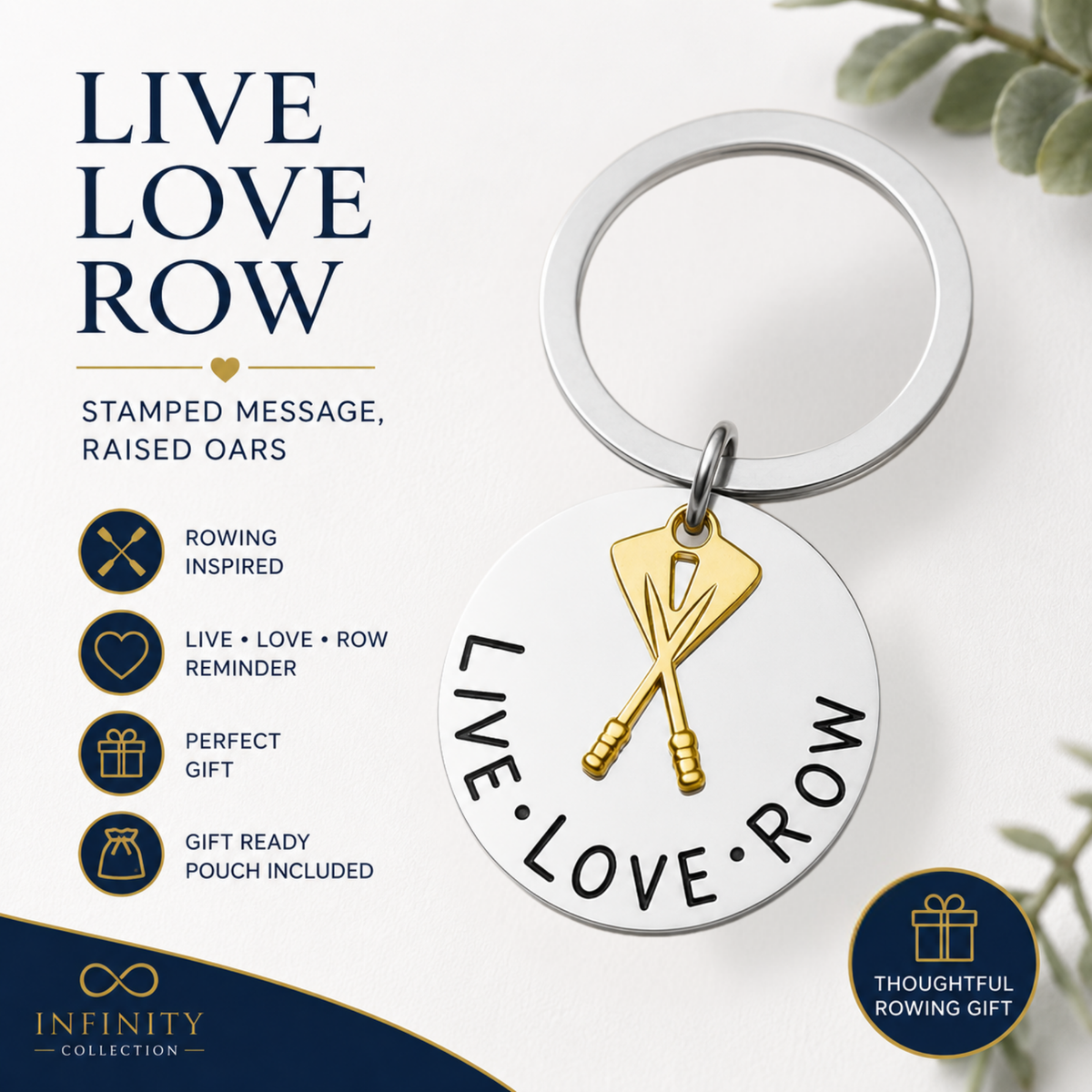 Crew Rowing Keychain - Live Love Row