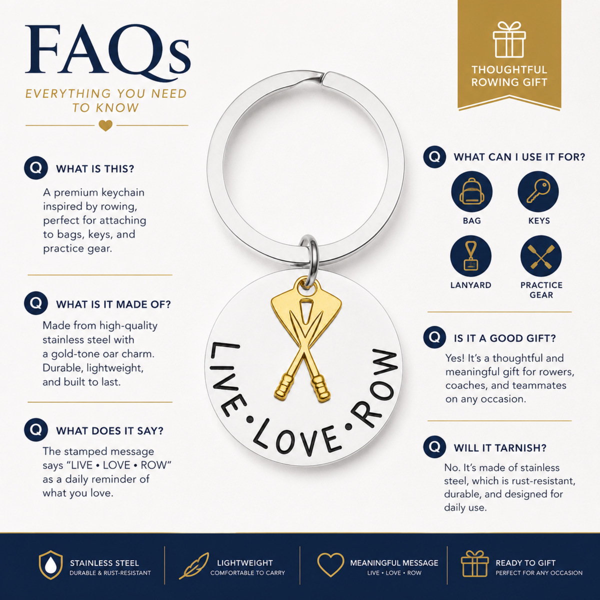 Crew Rowing Keychain - Live Love Row