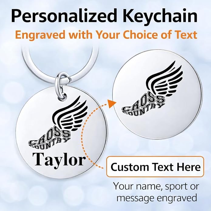 Personalized Cross Country Engraved Keychain