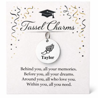 Cross Country Engraved Tassel Charm
