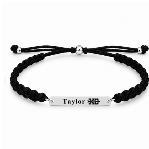 Personalized Engraved Cross Country XC - Running Bar Rope Bracelet