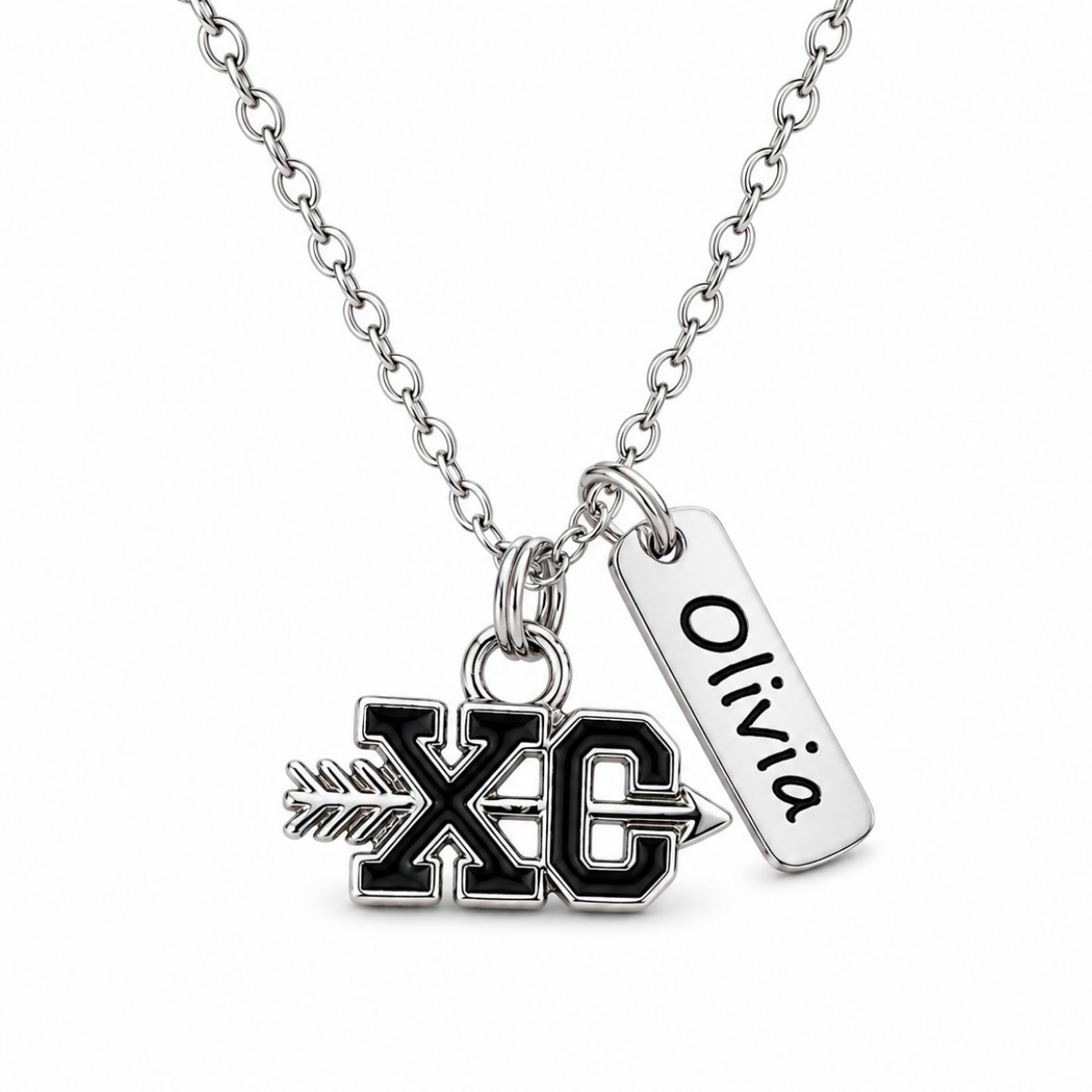 Personalized Cross Country -XC Necklace with Engraved Name Tag