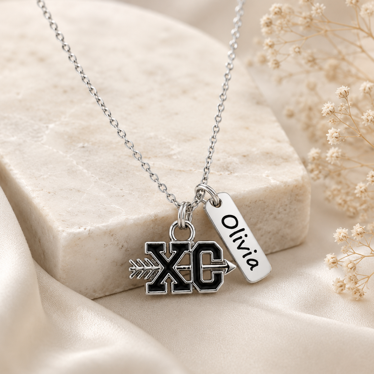 Personalized Cross Country -XC Necklace with Engraved Name Tag