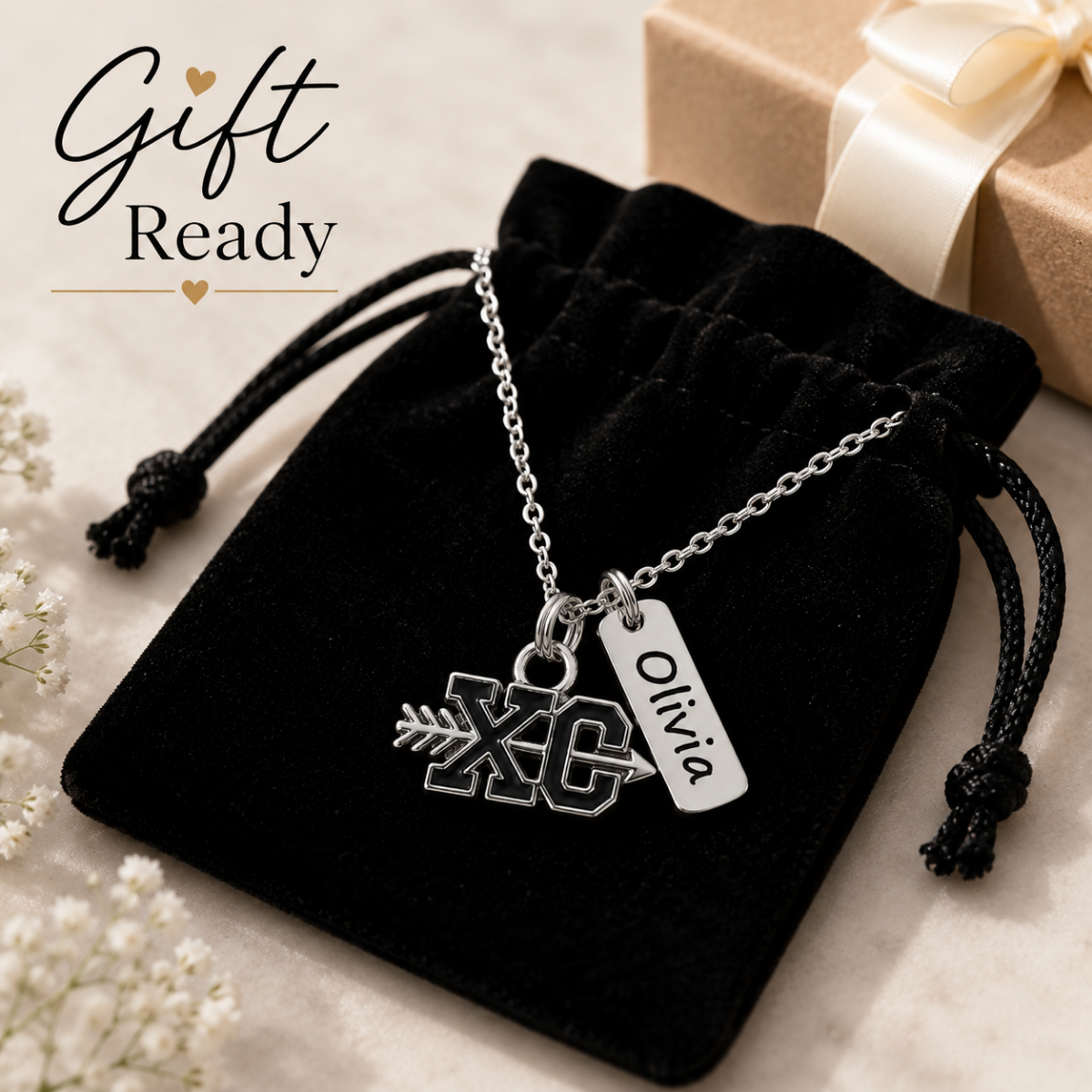Personalized Cross Country -XC Necklace with Engraved Name Tag