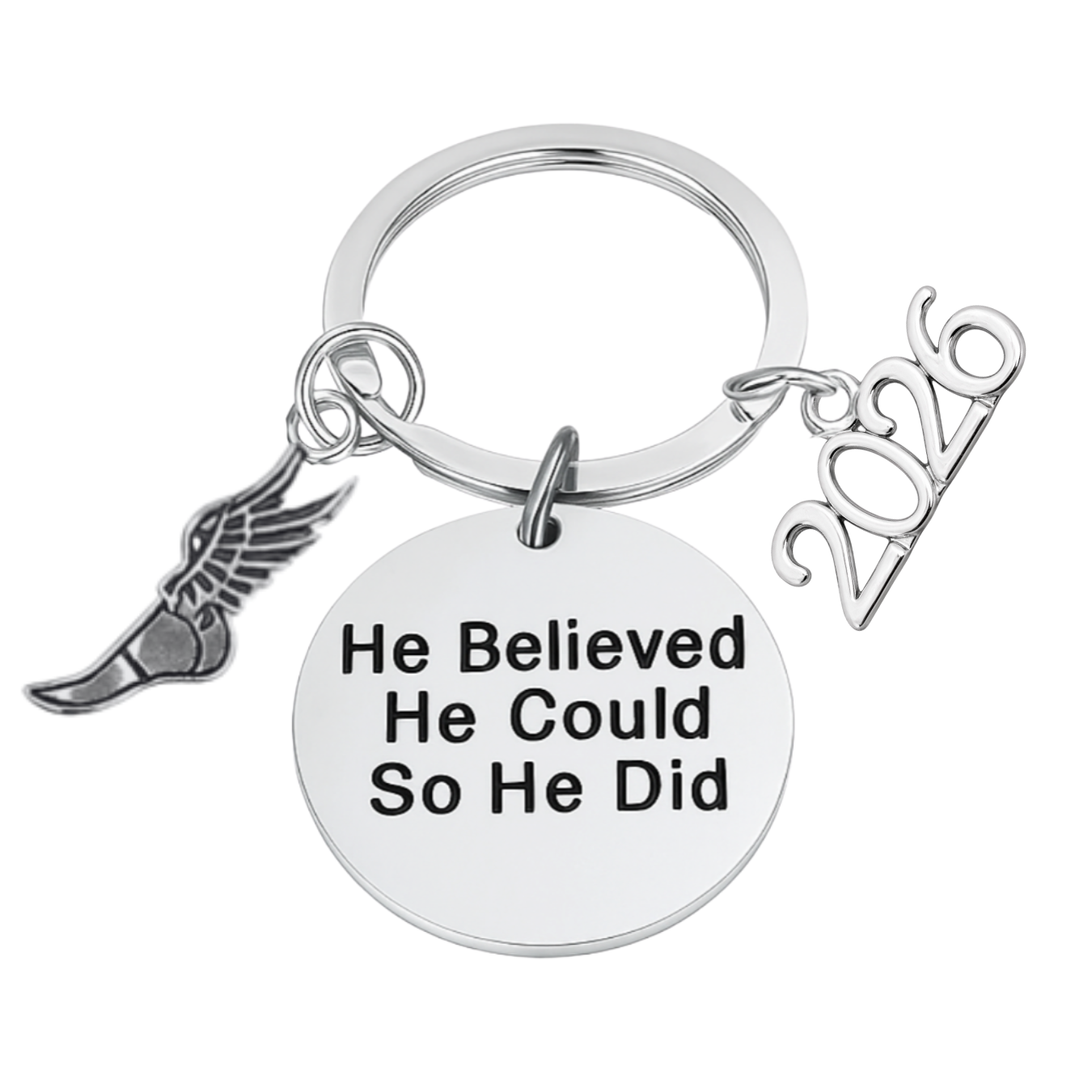 2026 Graduation Keychain- He Believed He Could- Pick Sport