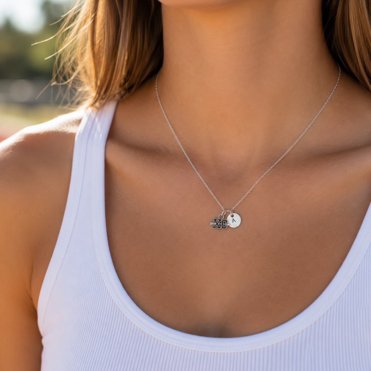 Personalized Cross Country -XC Necklace with Initial Charm
