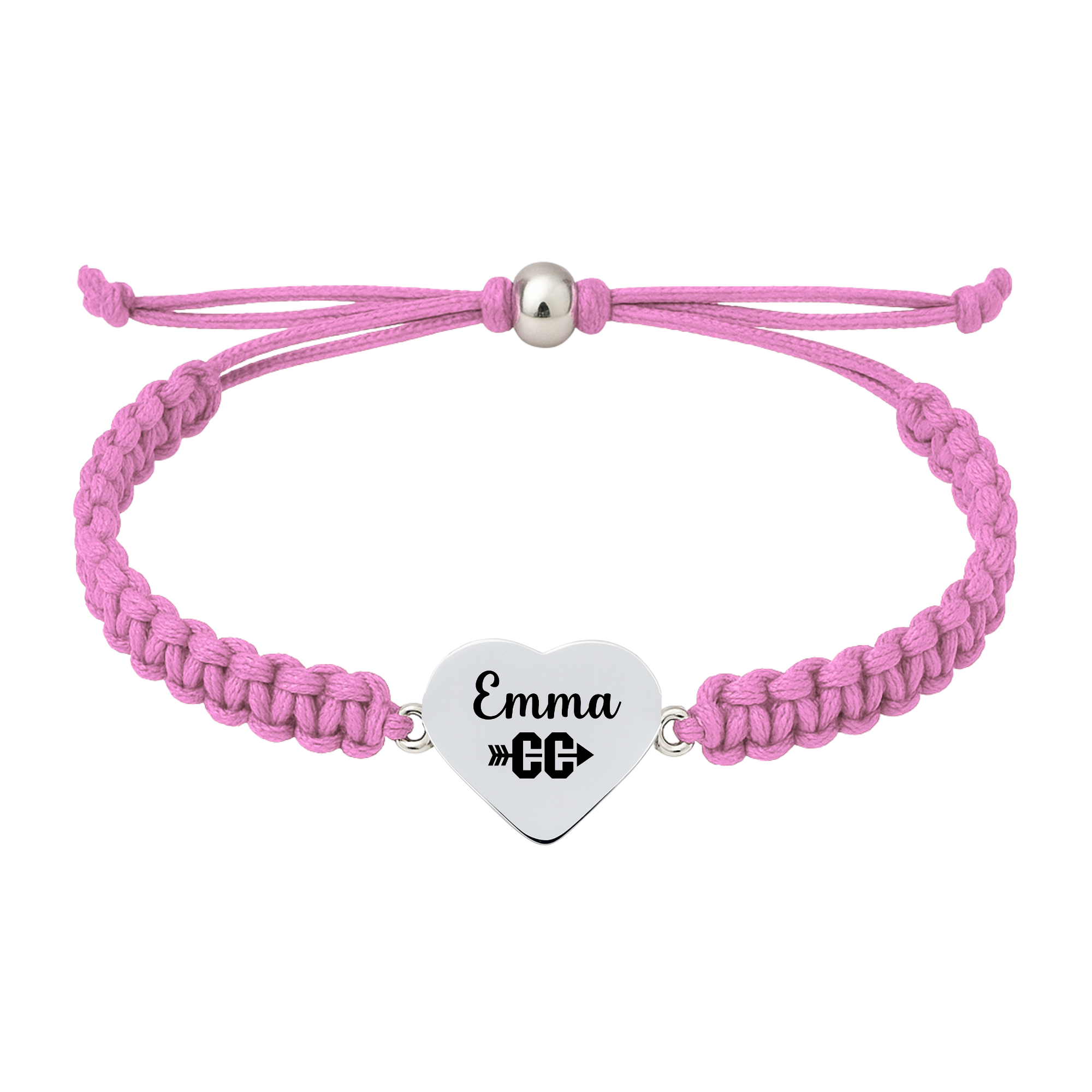 Light pink and white bracelet with polished silver CC charm