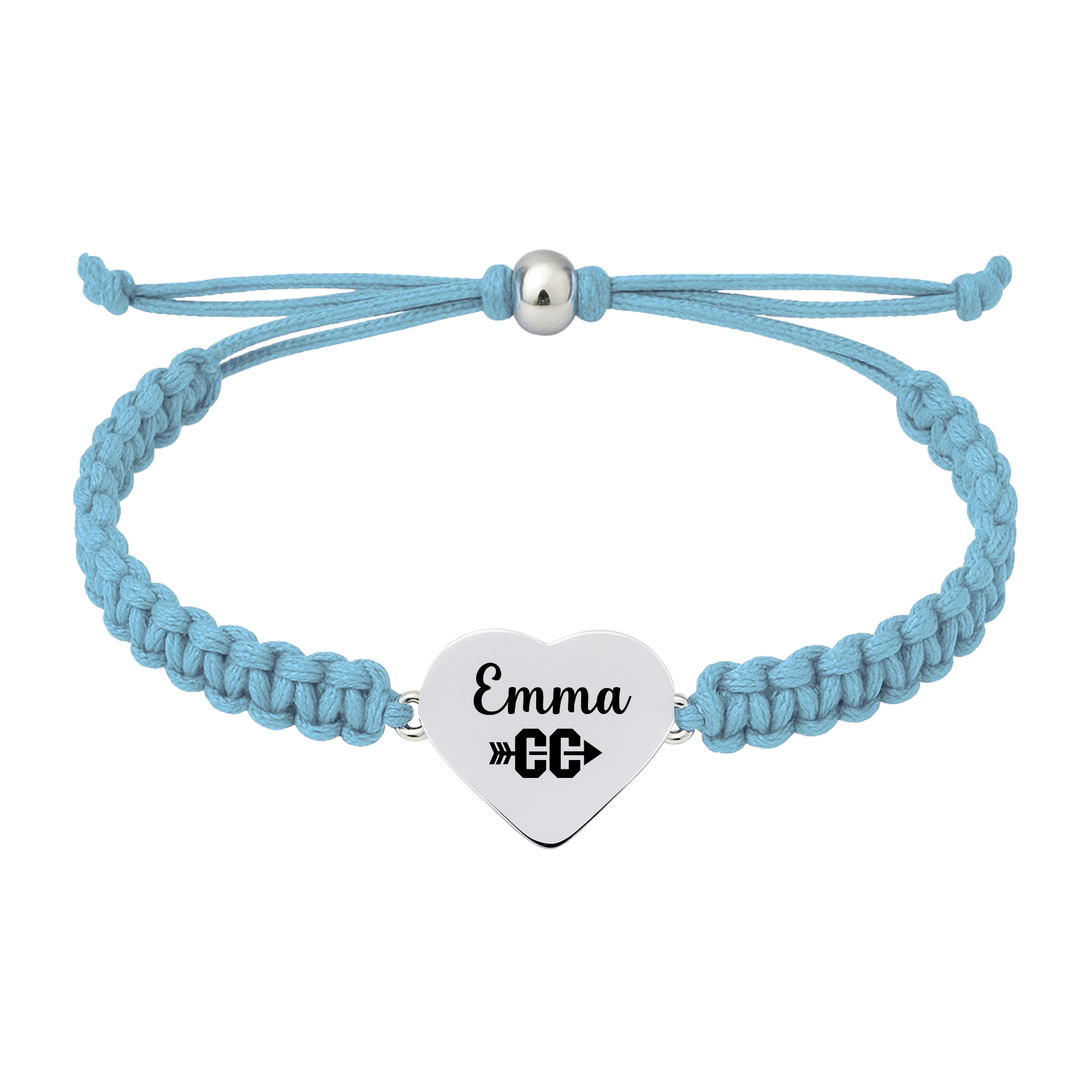 Light blue bracelet with XC charm, adjustable and personalized