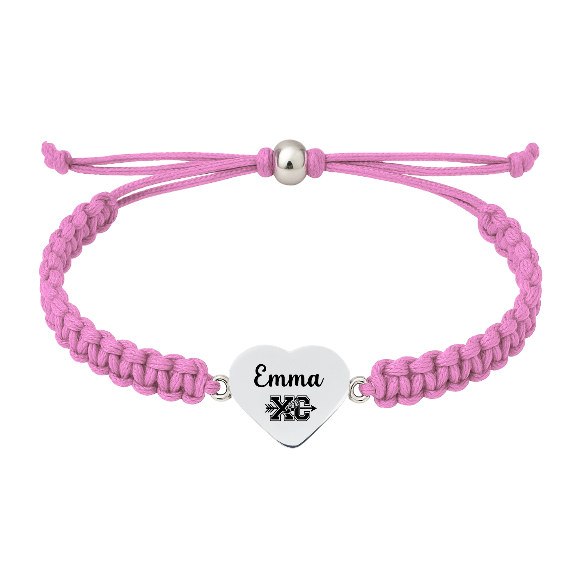 Light pink bracelet with engraved heart charm for XC