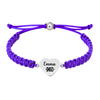 Purple rope bracelet with engraved stainless steel XC charm