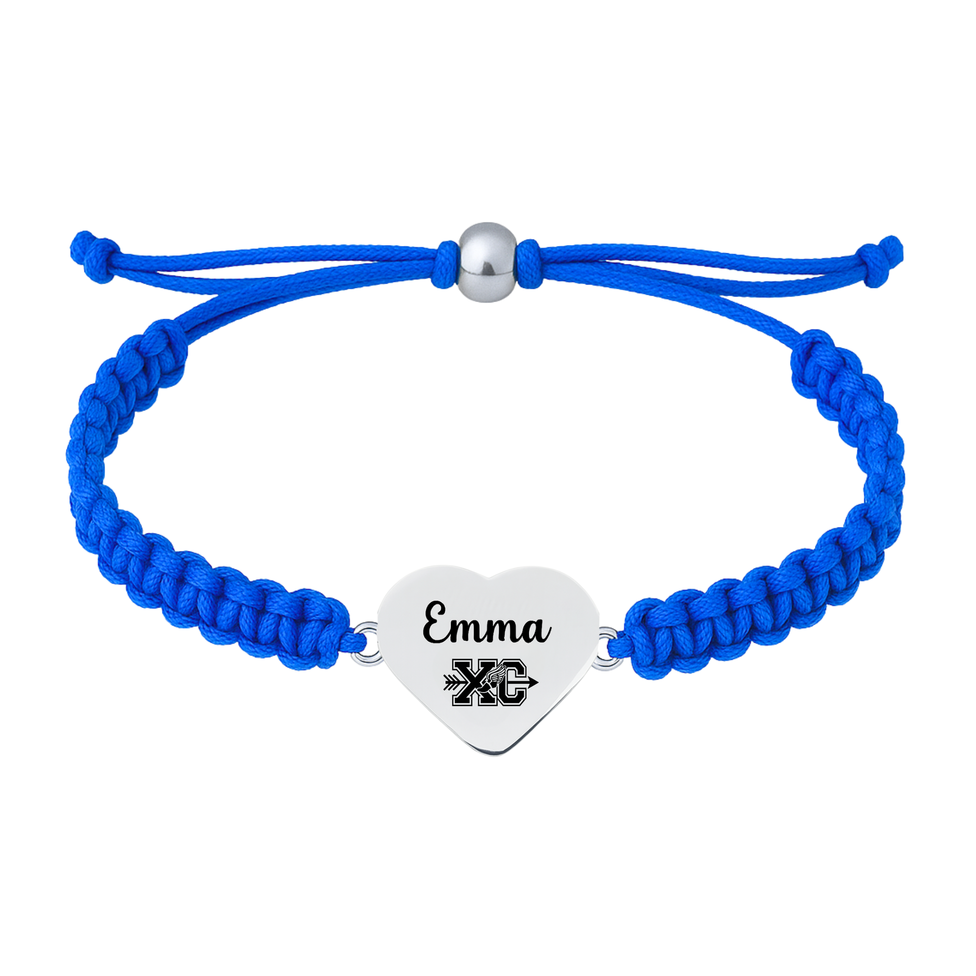 Personalized Engraved Cross Country Running Heart Rope Bracelet - Pick Charm