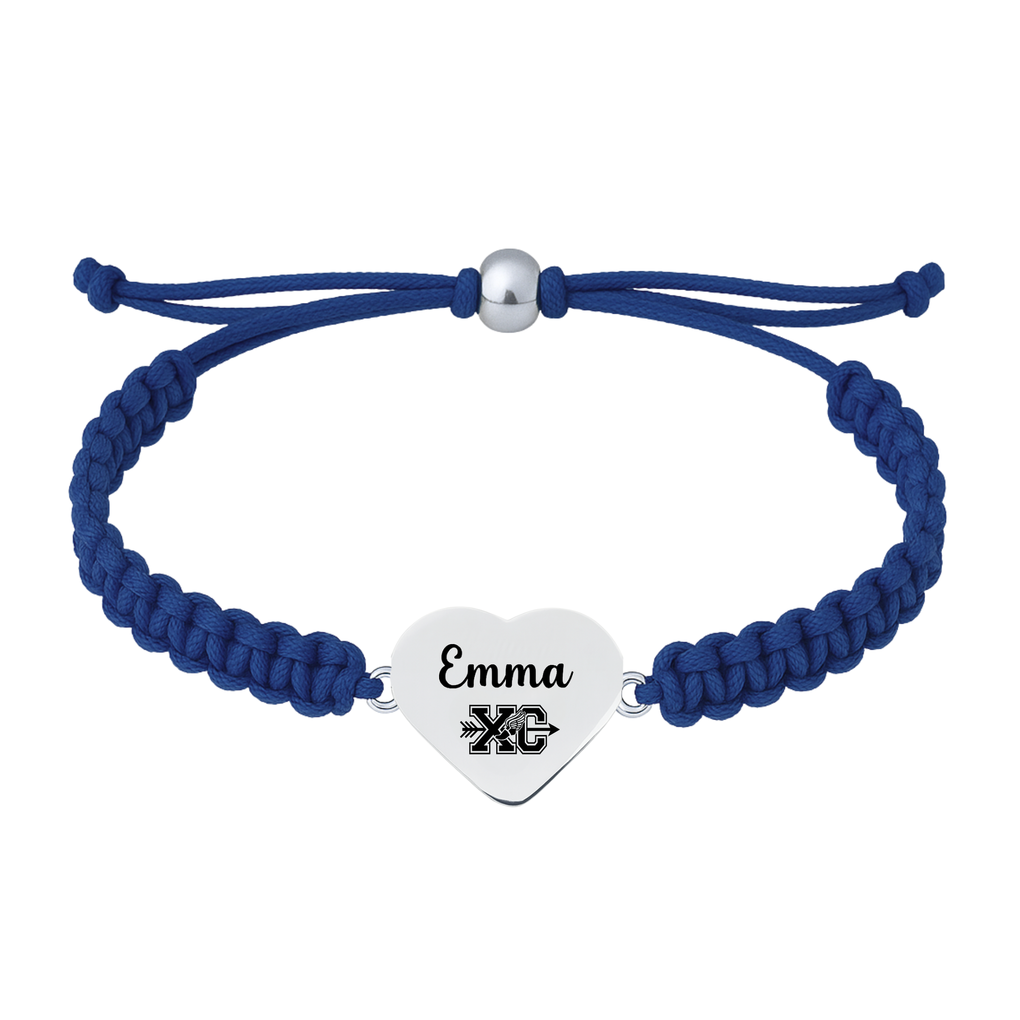 Personalized Engraved Cross Country Running Heart Rope Bracelet - Pick Charm