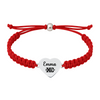 Red bracelet with heart charm engraved for cross country