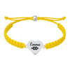 Yellow rope bracelet with engraved cross country heart charm