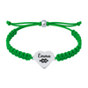 Green bracelet with engraved charm and adjustable fit