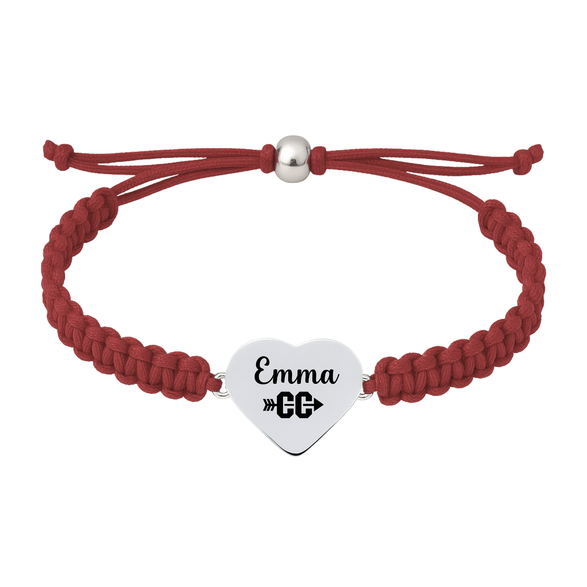 Maroon bracelet with durable stainless CC charm for runners