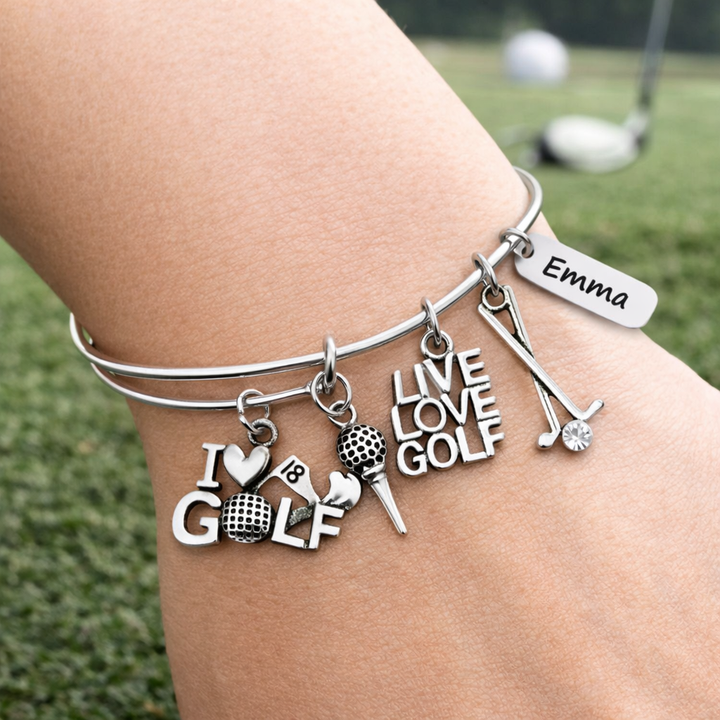 Personalized Engraved Golf Bangle Bracelet