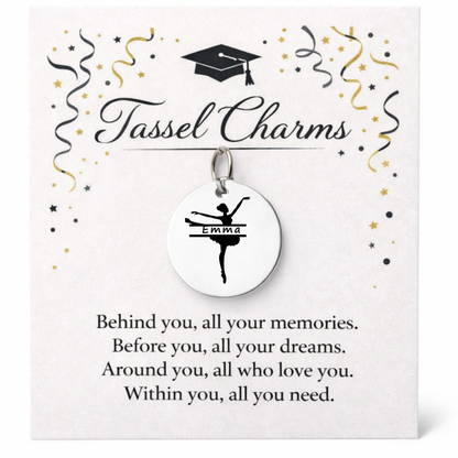 Dance Ballet Engraved Tassel Charm