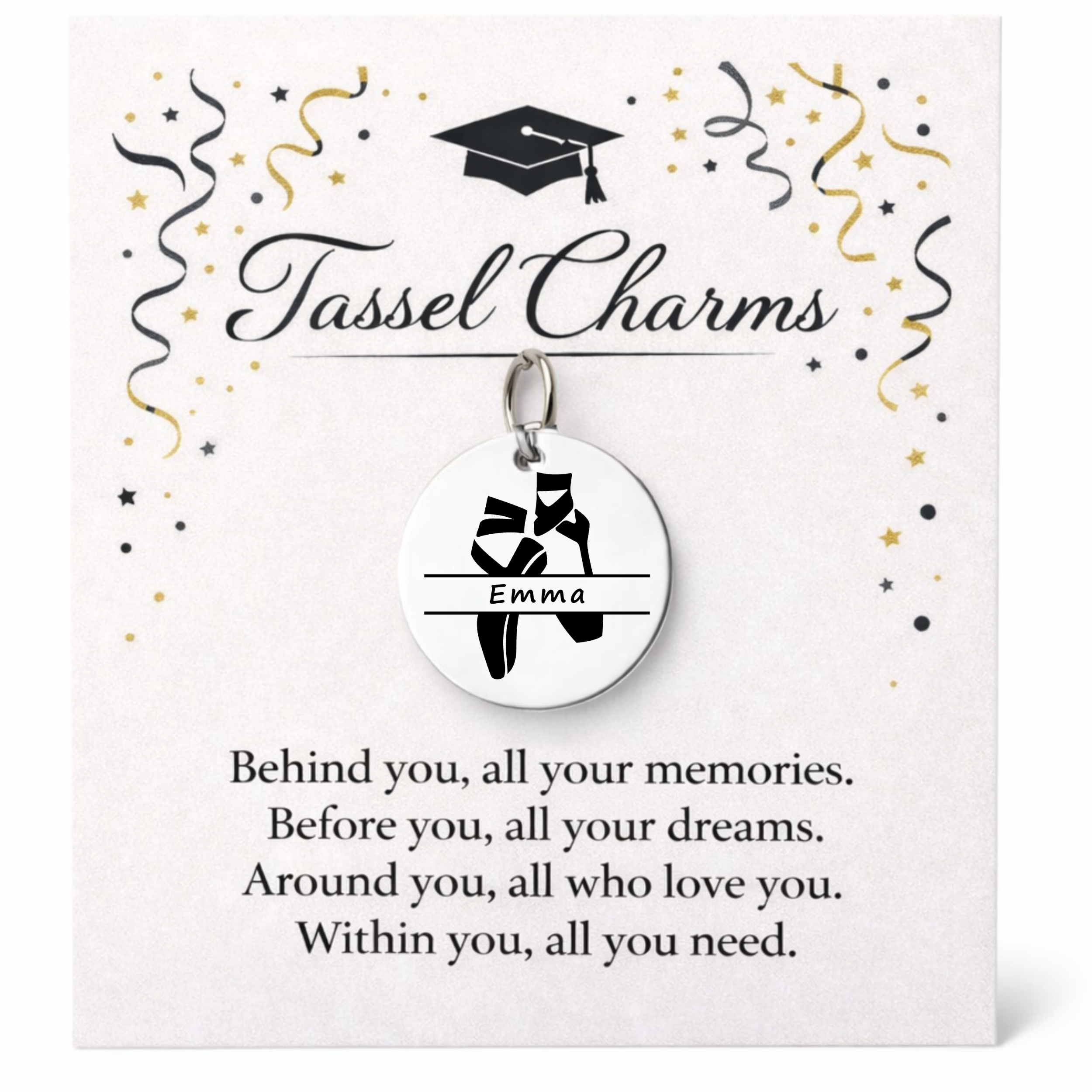 Dance Ballet Engraved Tassel Charm