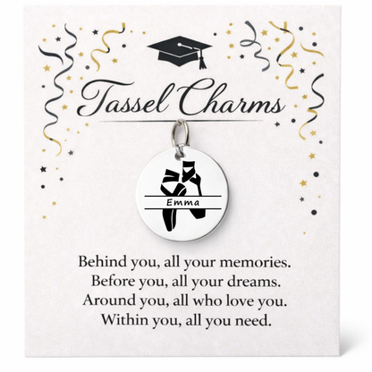 Dance Ballet Engraved Tassel Charm