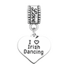“I ❤️ Irish Dancing” charm bead with heart and engraved bail for charm bracelets