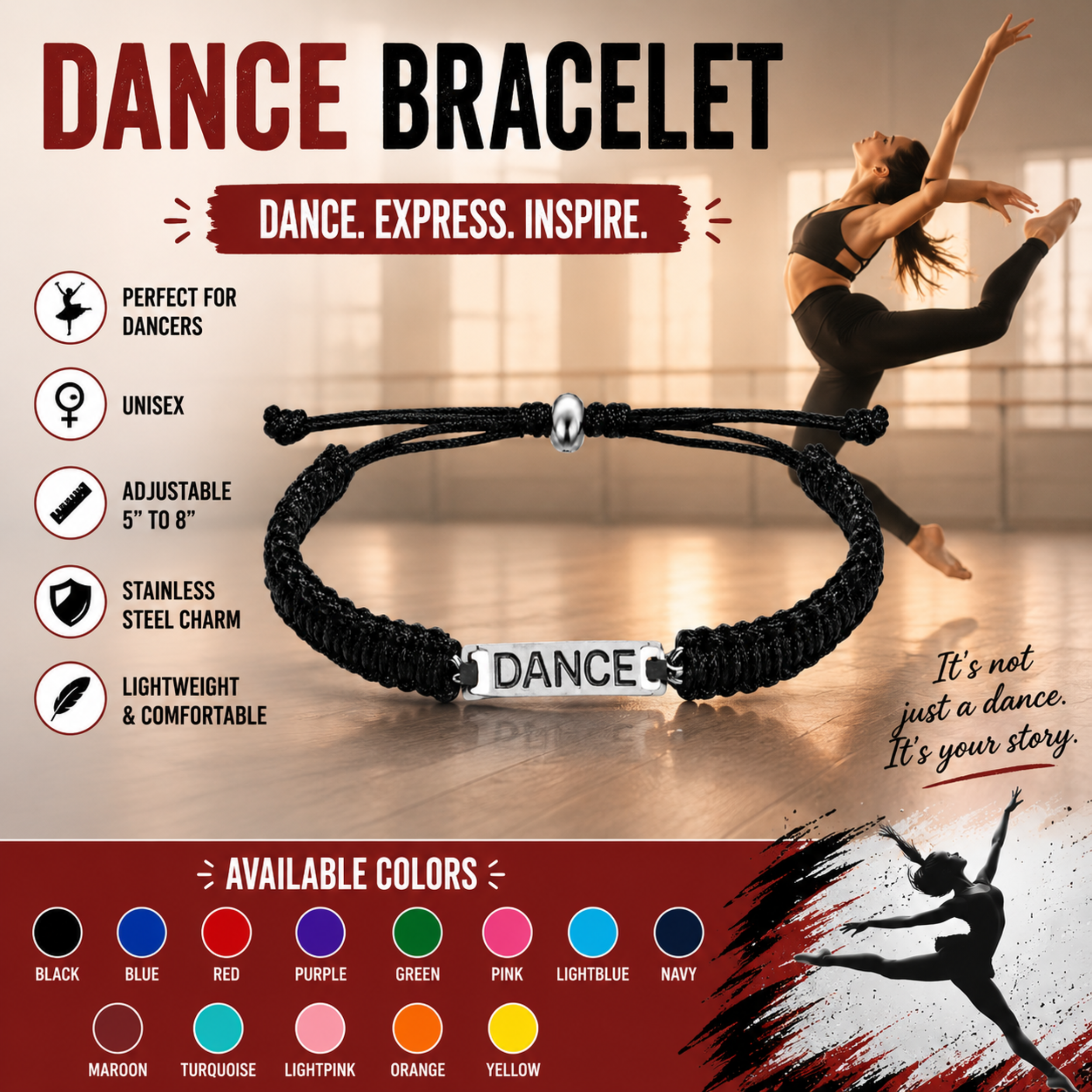 Dance Bar Adjustable Rope Bracelet