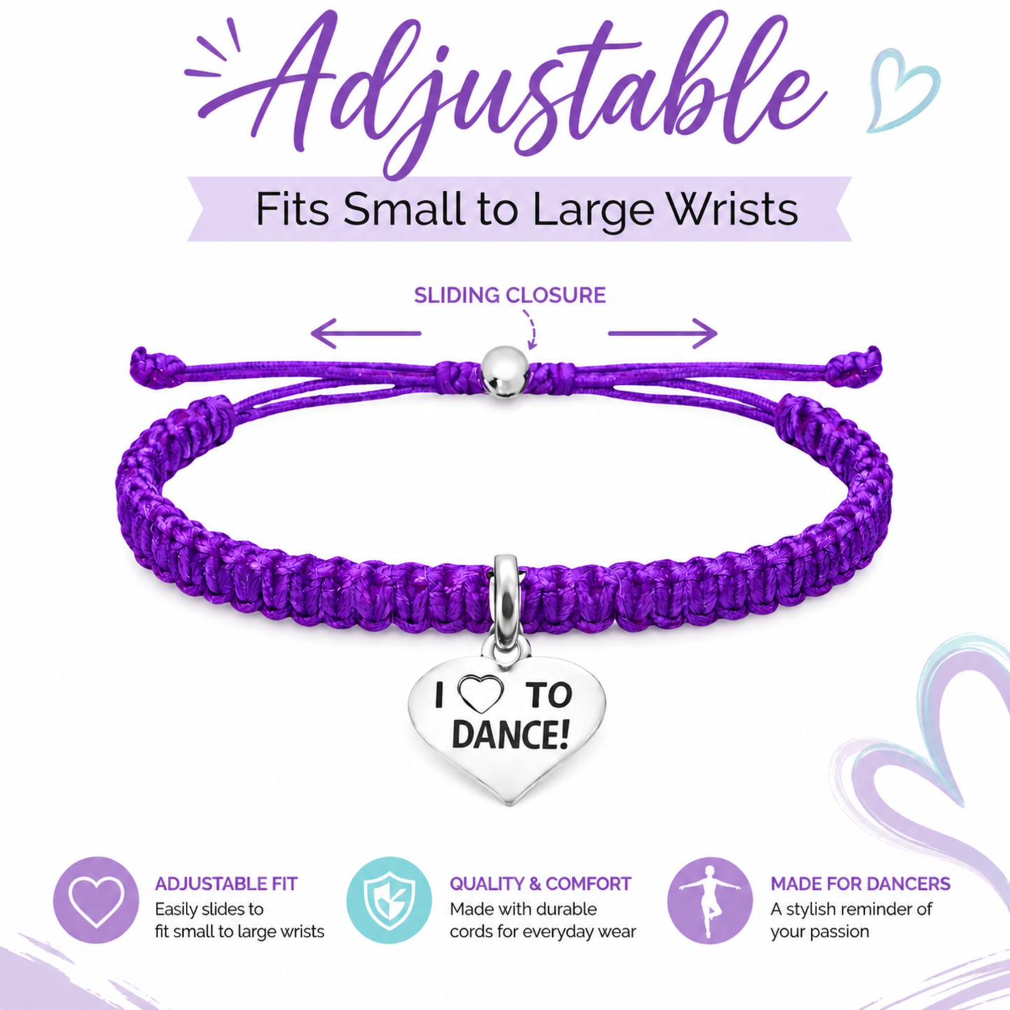 Love to Dance Adjustable Rope Bracelet