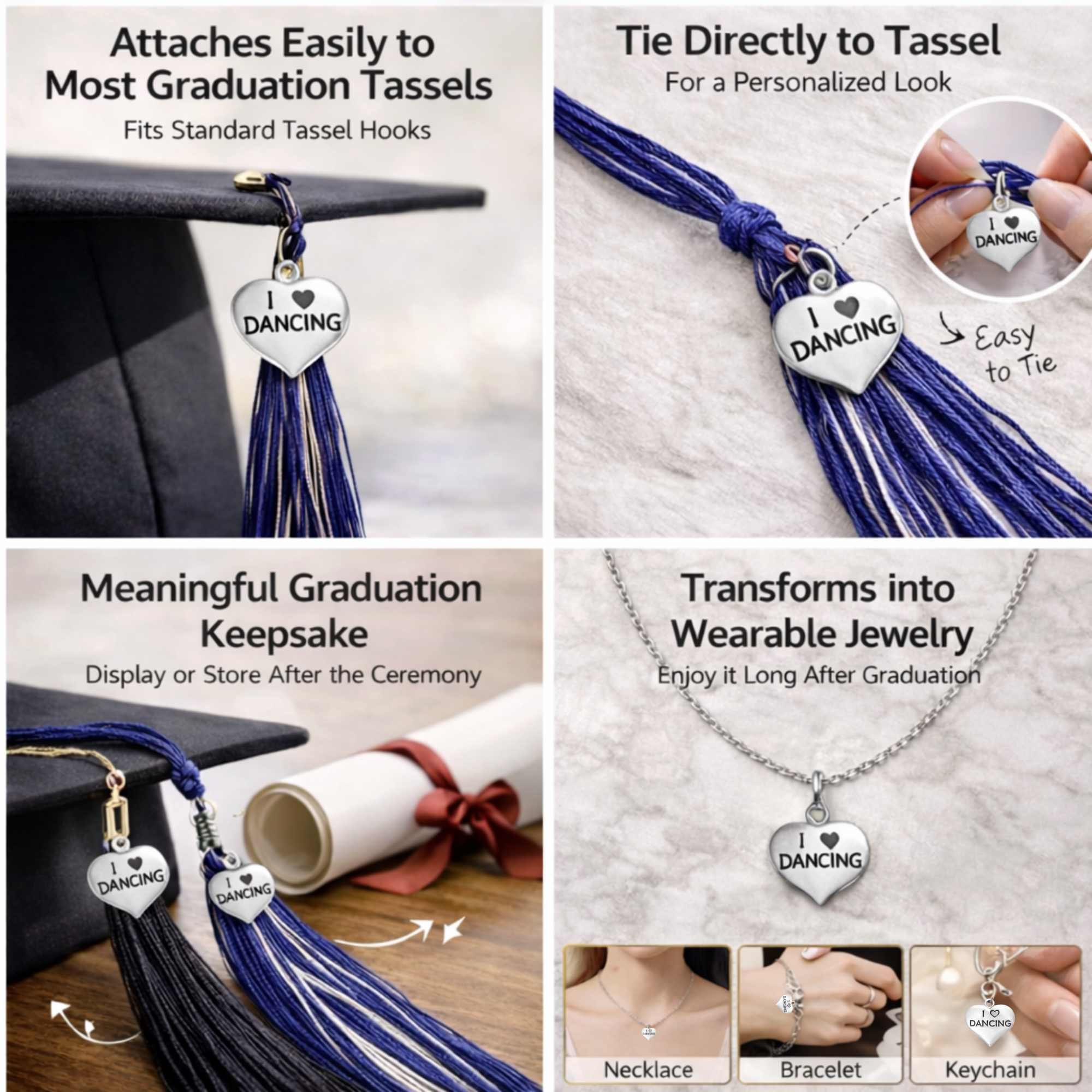 Gold Dance Graduation Tassel Charms