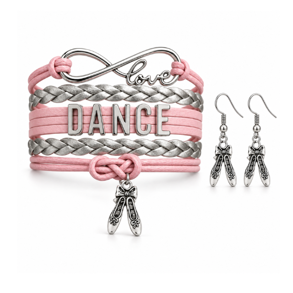 Girls Pink Dance Infinity Jewelry Set